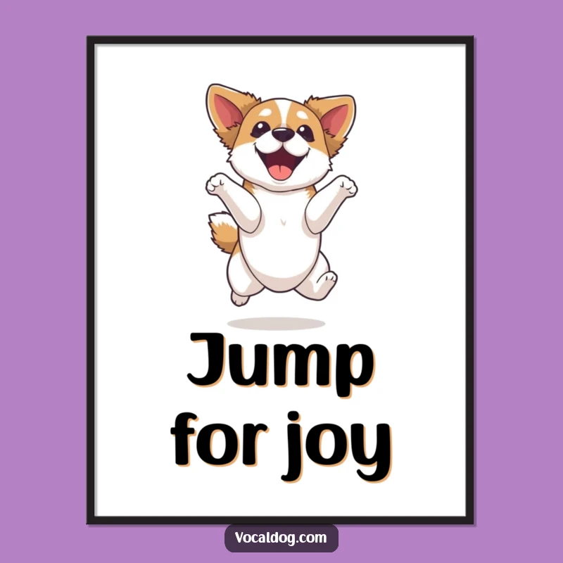 Funny High Bounce Dog Digital Art: Elation Display - Whimsical Decor Gift