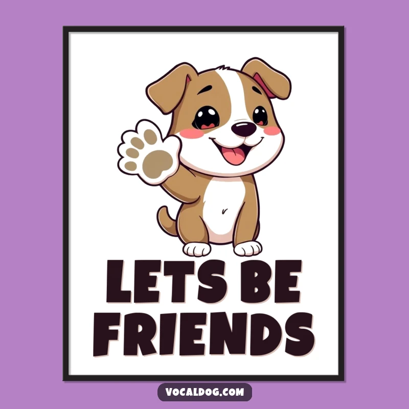 Funny Dog Offering Paw Digital Art Print: Instant Joyful Decor for Your Walls
