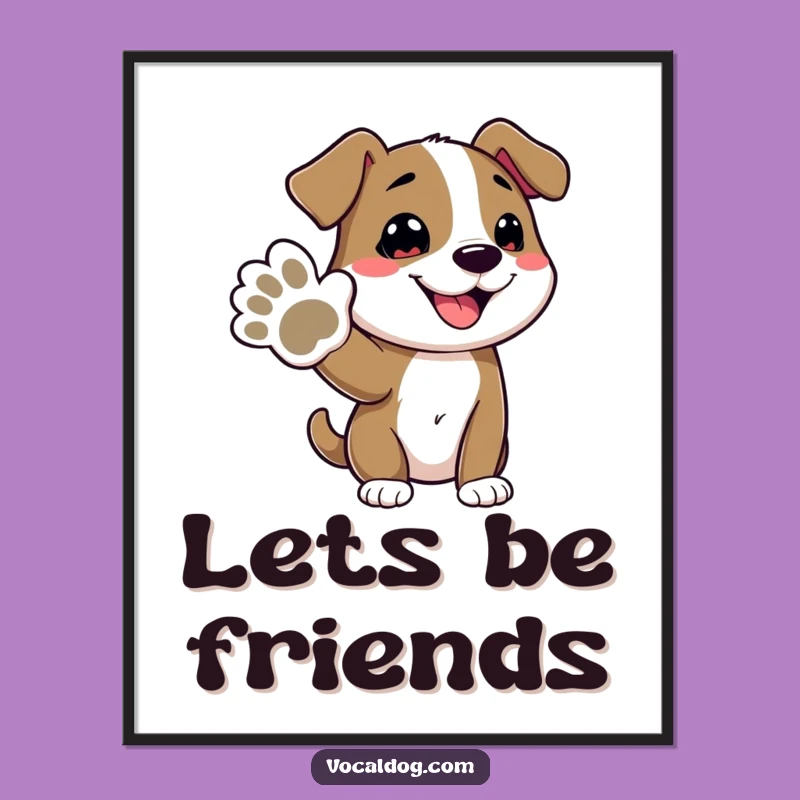 Funny Dog Offering Paw Digital Art Print: Instant Joyful Decor for Your Walls