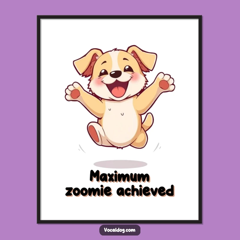 Funny Excited Dog Jumping Digital Art - Instant Canine Cheer for Your Walls