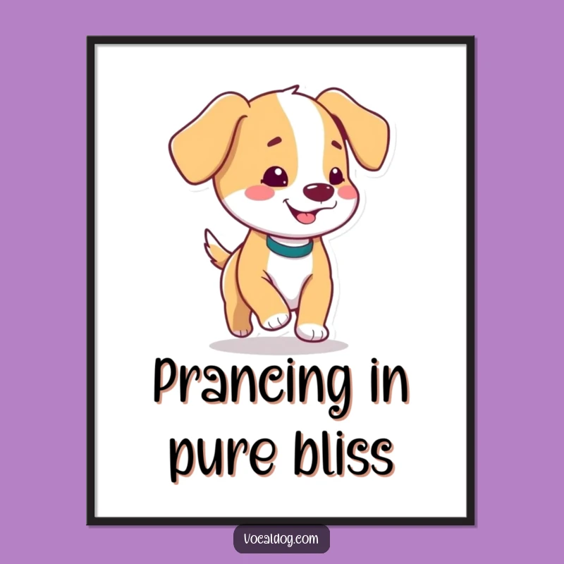 Funny Prancing Dog Digital Art: Printable Floppy Ears, Ultimate Funny Gift