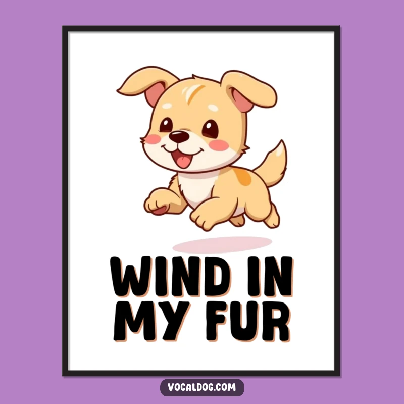 Funny Joyful Dog Running Digital Art Print: Instantly Add Energy to Your Walls!
