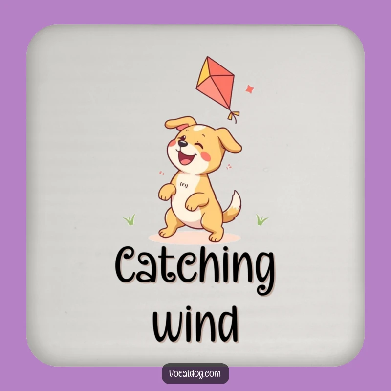 Funny Ecstatic Dog Kite Flying Coaster: Protect Surfaces with Hilarious Canine Charm!