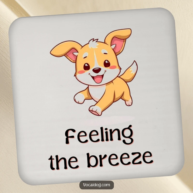 Funny drink coasters featuring a dog in mid-run, ears flying, providing a humorous and protective layer for tabletops during lively gatherings.