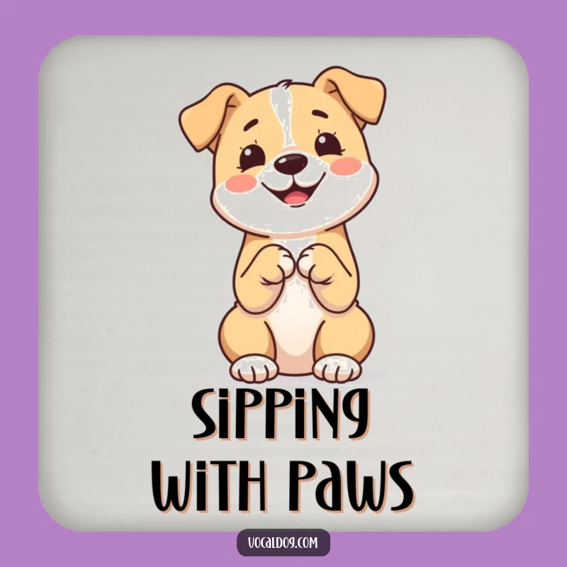 Funny Dog Coaster: Sitting Paws Together, Protect Surfaces with Humor Gift