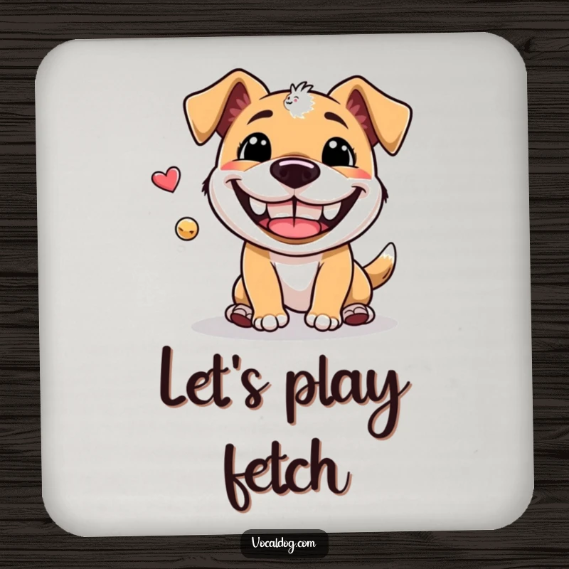 Funny Drink Coasters: A set of coasters featuring dogs with massive grins playing fetch, bringing playful energy to tabletops.