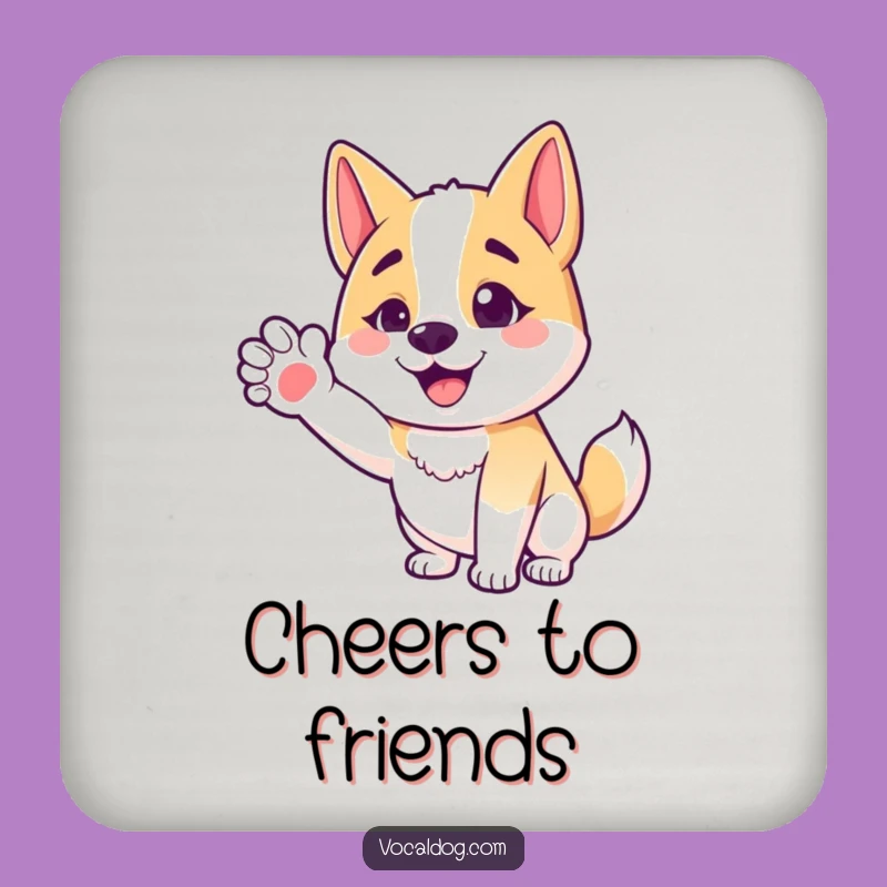 Funny Friendly Dog Coaster - Happy Dog Art, Welcoming Table, Fun Gift