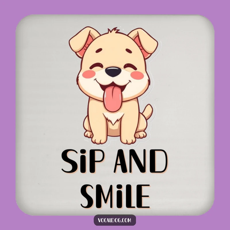 Funny Happy Dog Drink Coaster: Protect Surfaces with Canine Contentment Gift