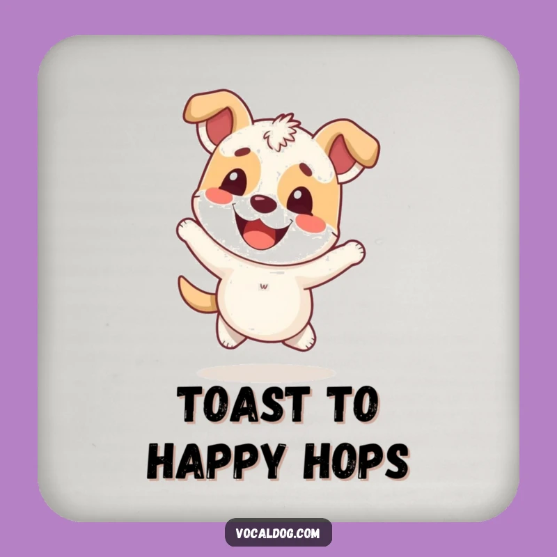 Funny Hopping Dog Coaster Set: Cheerful Protection for Surfaces