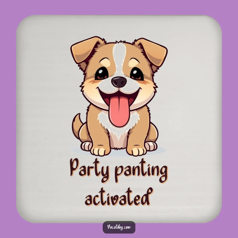 Funny Joyful Dog Coaster - Panting Dog Art, Happy Table, Fun Gift