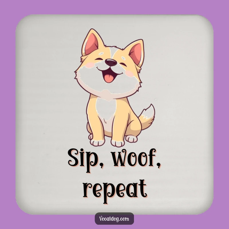 Funny Joyful Woof Dog Coaster - Protect Surfaces with Hilarious Canine Charm Gift