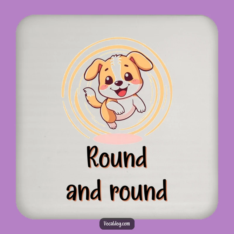 Funny Dizzy Dog Coaster: Tail Chase Decor, Gift Set