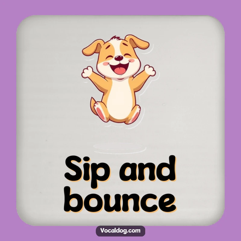 Funny Energetic Dog Coaster: Bouncing Pup Decor, Gift Set