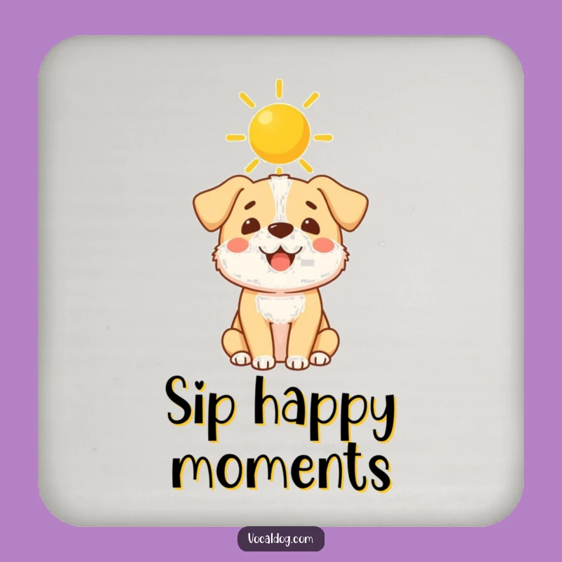 Funny Sunshine Halo Dog Coaster - Protect Surfaces with Divine Charm!