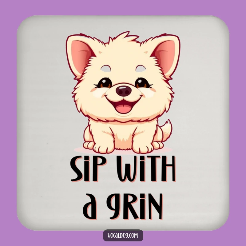 Funny Big Ears Dog Coaster: Joyful Grin - Protect Surfaces
