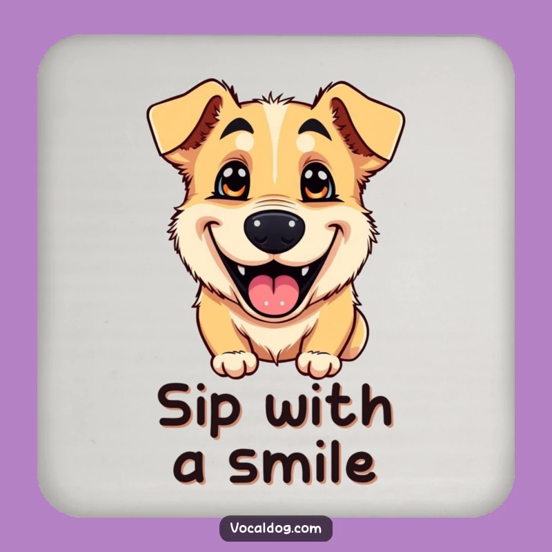 Funny Dog Goofy Grin Coasters: Protect Surfaces with Smiles