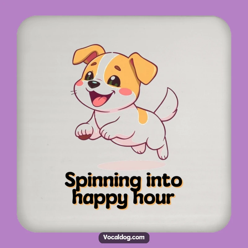 Funny Tail Chasing Dog Coaster - Protect Surfaces with Hilarious Canine Charm Gift