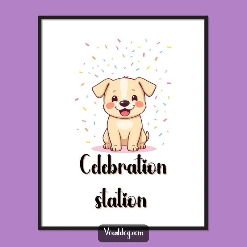 Funny Ecstatic Dog Poster: Decorate with Celebration and Humor!