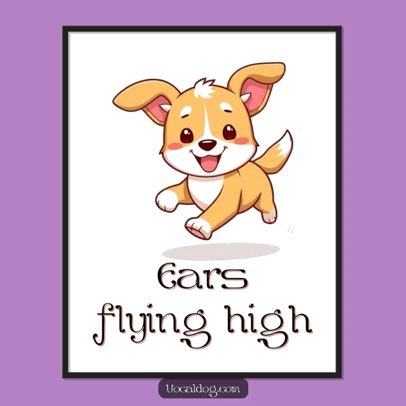 Funny Dog Running Poster: Dynamic Art for a Lively, Humorous Space