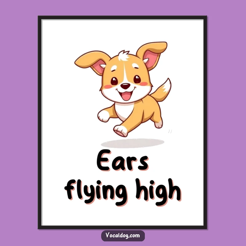 Funny Dog Running Poster: Dynamic Art for a Lively, Humorous Space