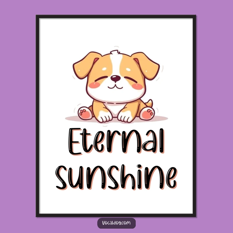 Funny Sunbathing Dog Poster: Serene Wall Art, Content Design, Amazing Humorous Gift