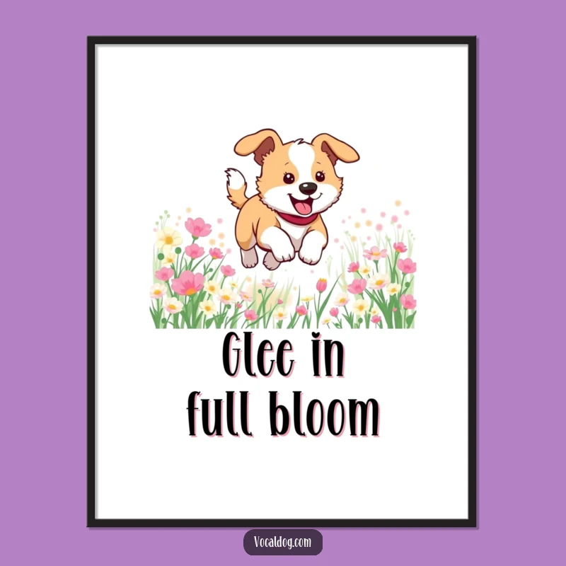 Funny Dog Flowers Poster: Wall Art That Blooms with Joy
