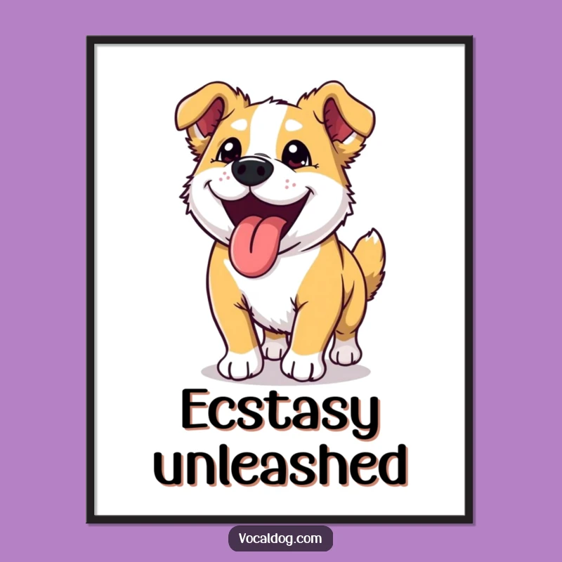 Funny Dog Run Poster: Ecstatic Pup Art for a Joyful and Happy Home
