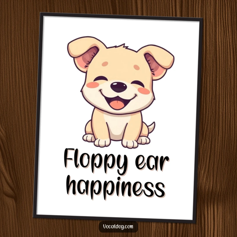 Funny poster art of a dog with its ears flopped back in a moment of pure, unadulterated joy and contentment.