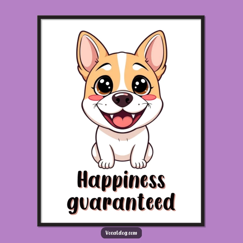 Funny Grinning Dog Poster: Sparkling Eyes, Joyful Wall Art Gift