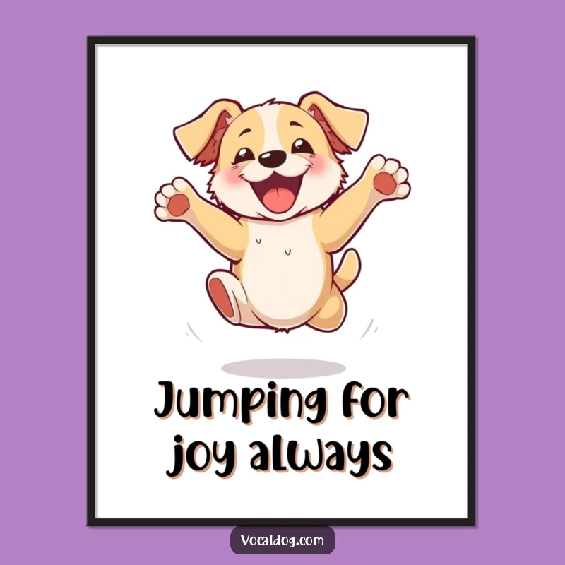 Funny Excited Dog Jumping Poster - Unleash Laughter on Your Walls