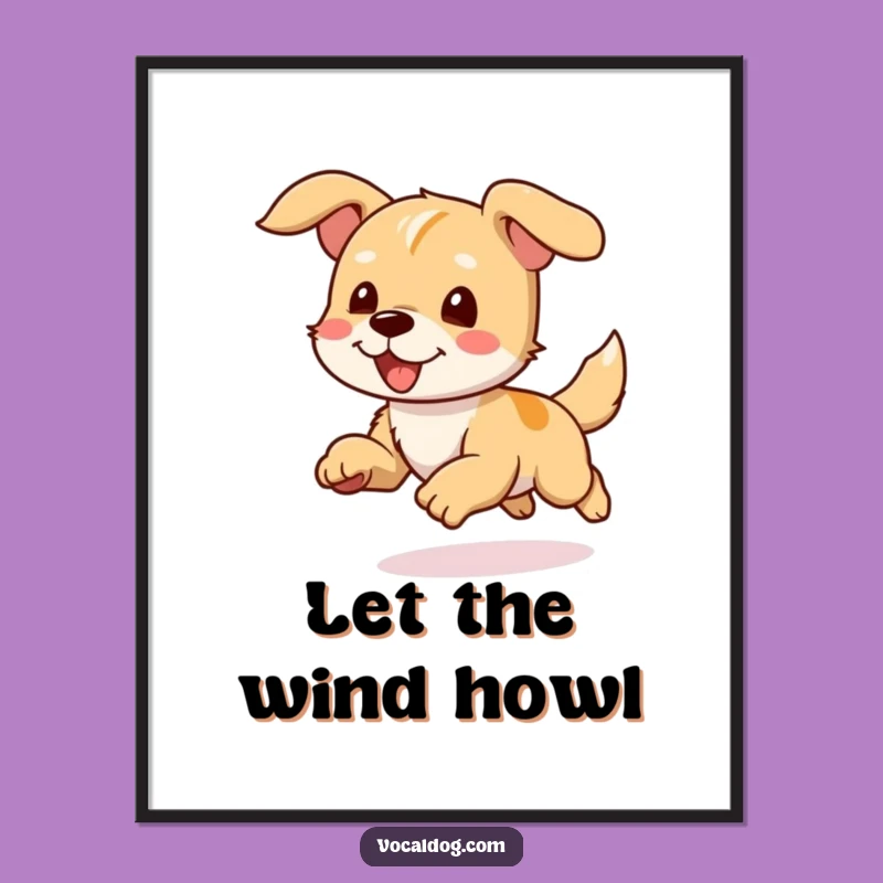Funny Joyful Dog Running Poster: Add Dynamic Energy to Your Walls!