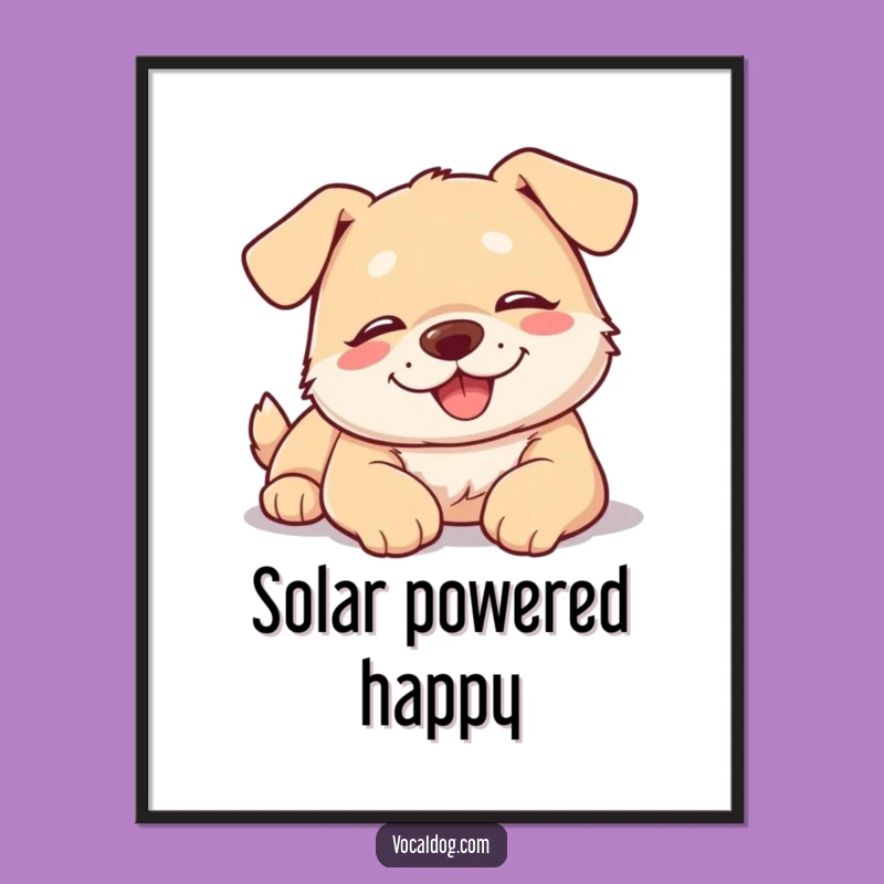 Funny Dog Sunbathing Poster: Relaxed Pup Art for a Serene, Happy Home