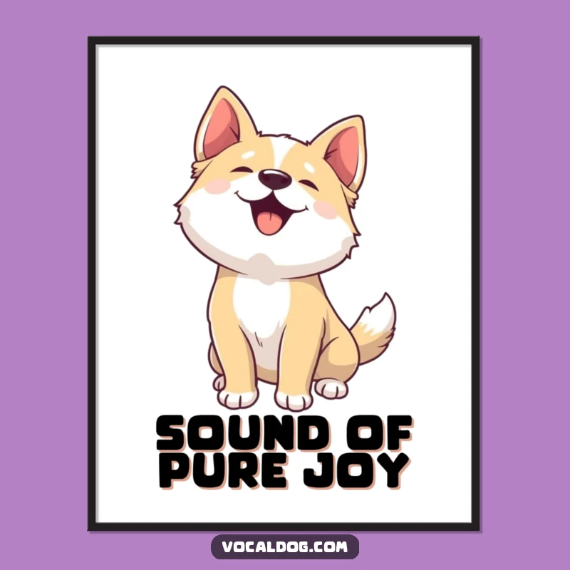 Funny Joyful Woof Dog Poster - Vibrant & Hilarious Canine Art Print Gift