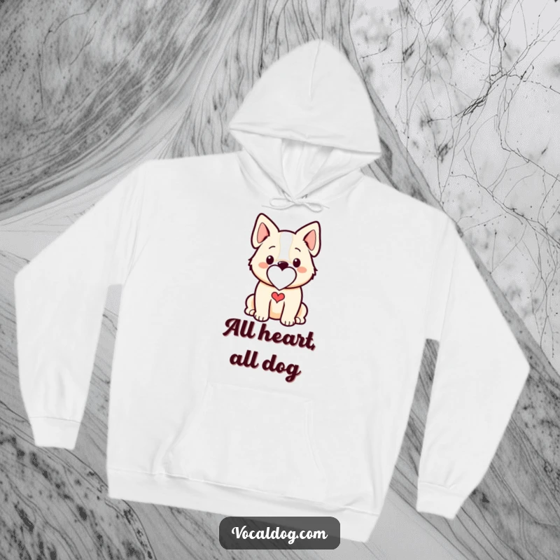 Funny dog hoodie featuring a stylized outline with a heart shape integrated, showcasing love for dogs.