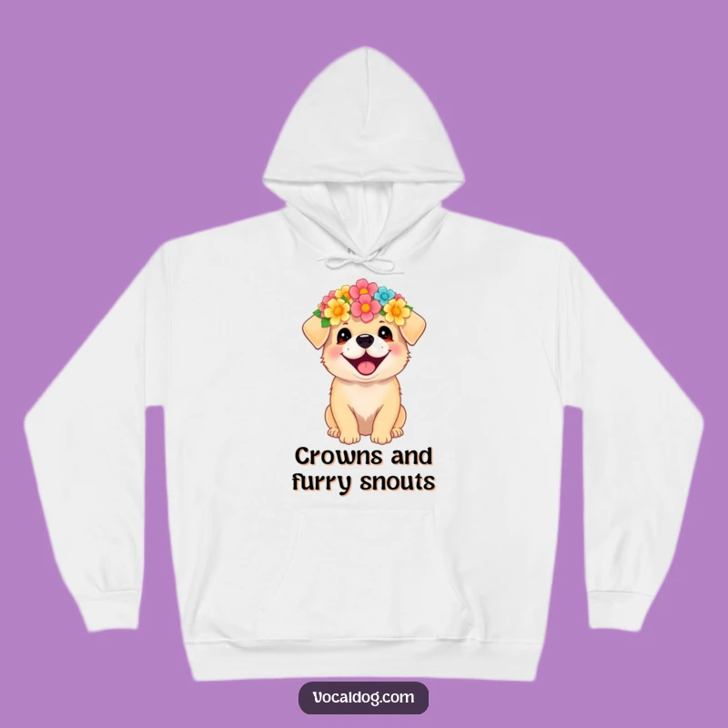 Funny Flower Crown Dog Hoodie - Cozy & Hilarious Joyful Canine Comfort Gift