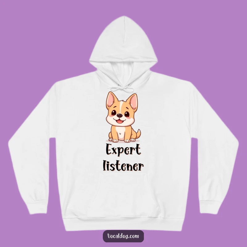 Funny Dog Listening Hoodie: Cozy Up with Happy Pup Attentiveness