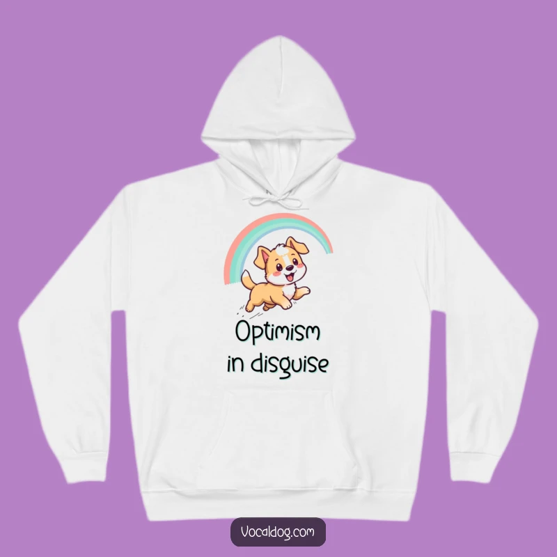 Funny Dog Optimistic Hoodie - Cozy Rainbow Chasing Pup Sweatshirt, Great Gift!