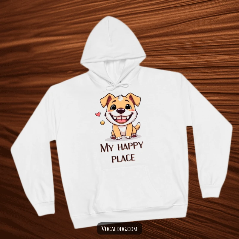 Funny Hoodie: A cozy hoodie showcasing a dog with a massive grin, intensely focused on playing fetch, radiating pure delight.