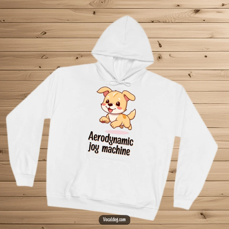Funny Hoodie of a dog character running with ears flapping, capturing the sheer joy and energy of movement.