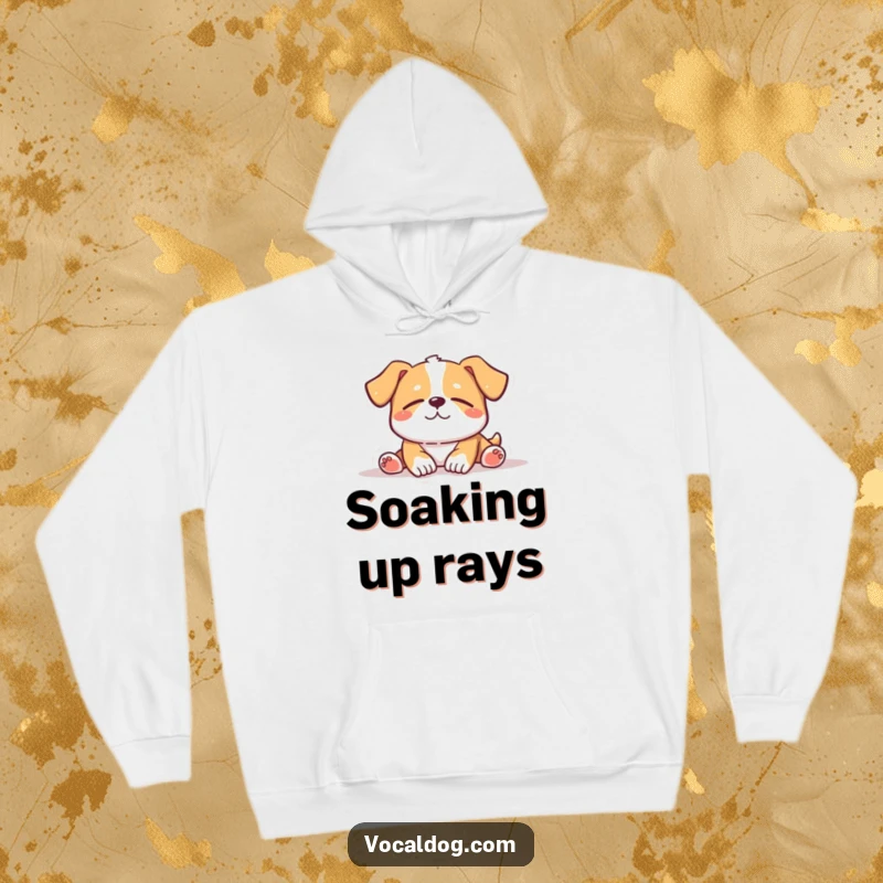 Funny Hoodie: A cozy hoodie depicting a dog peacefully basking in the sun with eyes closed, embodying ultimate relaxation and contentment.