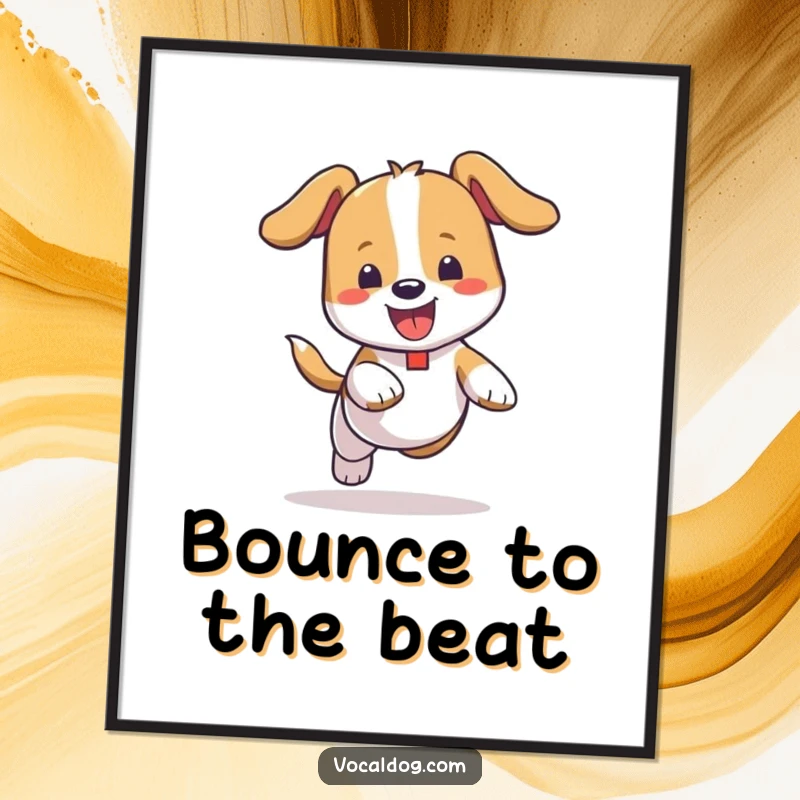Funny Free Printable Wall Art showcases a dog bouncing with carefree abandon, bringing happiness to any room.