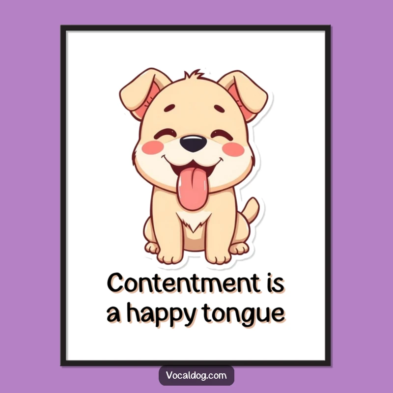 Free Printable Wall Art: Content Dog's Tongue Out for a Happy Home