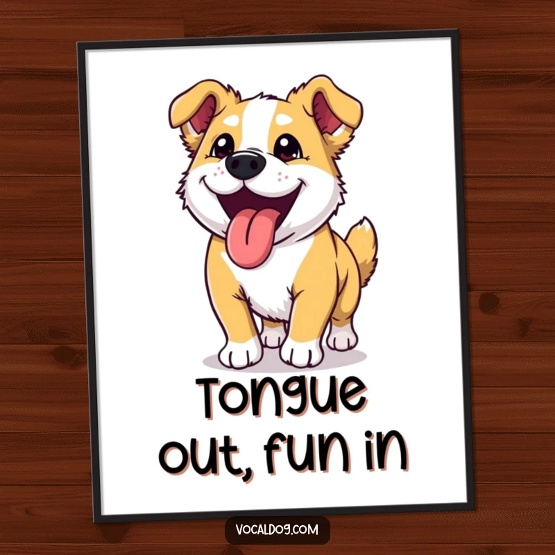 Funny Free Printable Wall Art: A dog beaming with joy, tongue hanging out after an invigorating run.