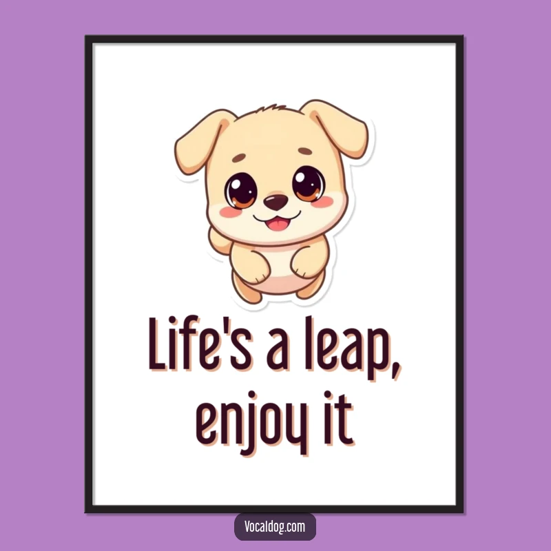Free Printable Wall Art: Happy Dog Leap - Joyful Downloadable Decor