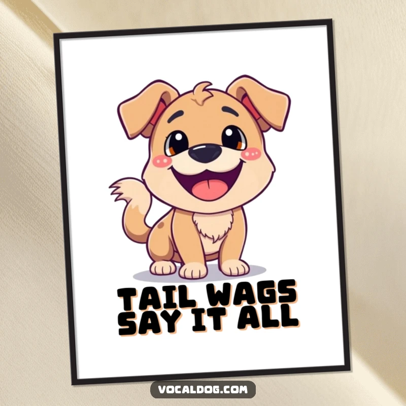 Free Printable Wall Art: A dog radiates pure happiness with a gigantic smile and a blur of a wagging tail.