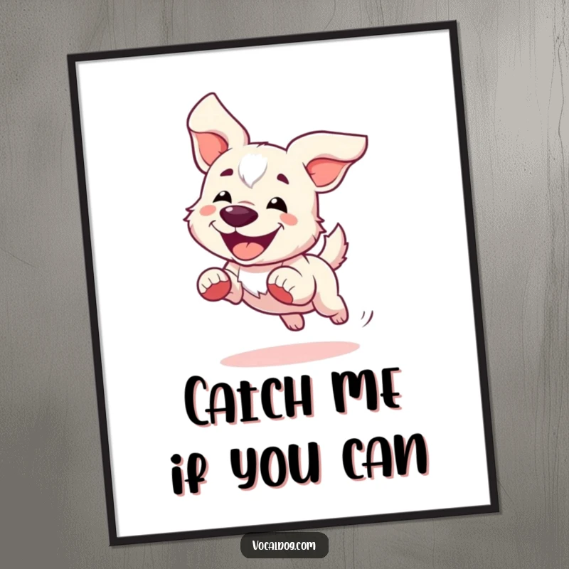 Funny Free Printable wall art of a dog joyfully running with its ears flapping in the wind, capturing pure freedom.