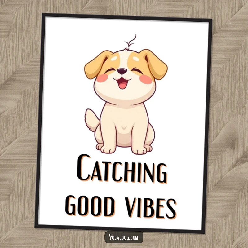 Funny Free Printable Wall Art: A dog with its head tilted upwards, basking in the serenity of a gentle breeze.