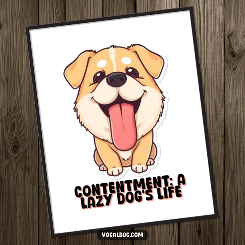 Funny Free Printable Wall Art: A dog with its tongue lolling out, looking utterly content and happy, perfect for downloadable decor.