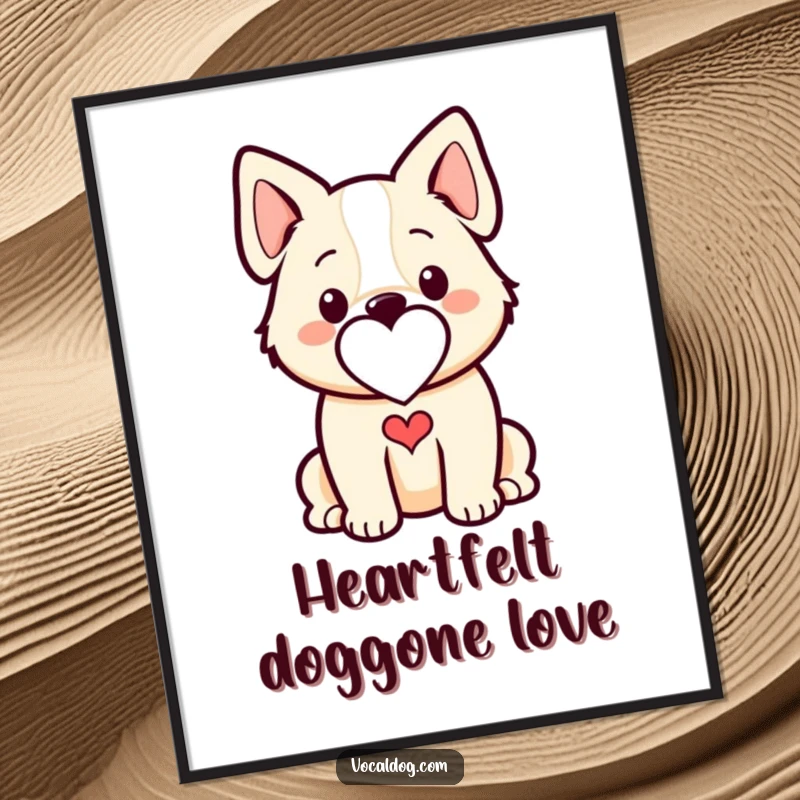 Funny Free Printable Wall Art: A stylized dog outline featuring a subtly integrated heart shape, representing canine love.