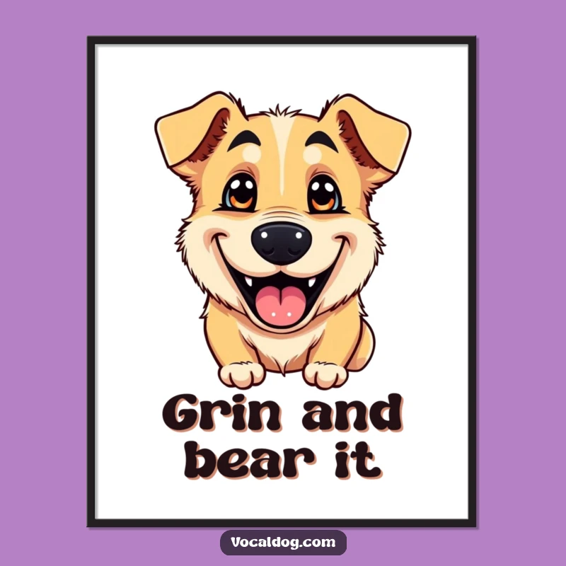 Funny Free Printable Wall Art: Goofy Dog Grin Downloadable Art Gift